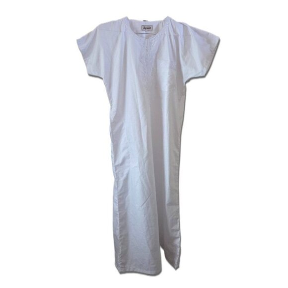 Men's Islamic Muslim Dubai Robe Embroidered Arab Clothes Round Collar - Picture 1 of 3